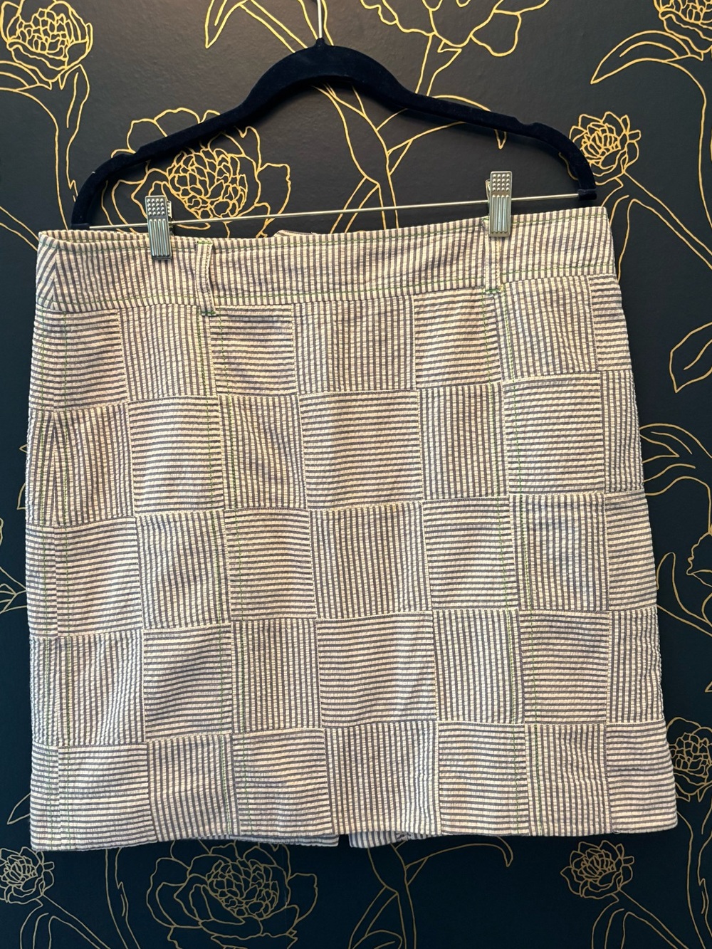 Lily Pulitzer SEERSUCKER madras SKIRT stripes PREPPY blue COTTON size 14
